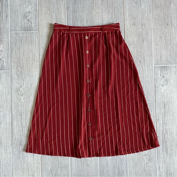 Bossini Dresses & Skirts - Bossini Deep Red Pinstripe Midi Skirt Size 28